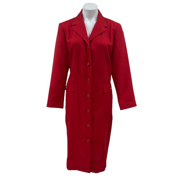 Vintage 70s Henry Lee - Red Elegant Red Long Coat sz M/L - Picture 1 of 10